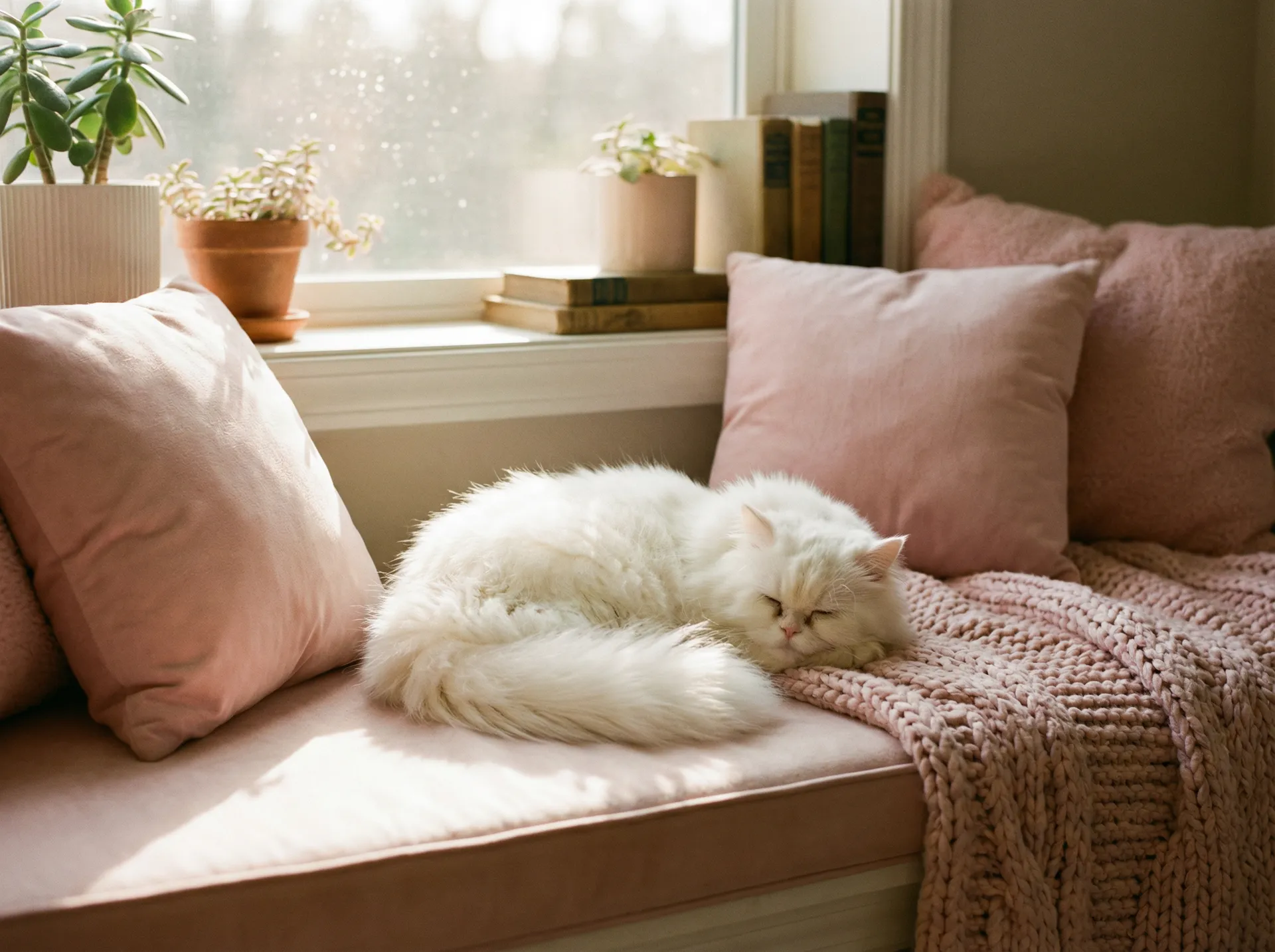 白猫在窗台上午睡 - 狠狠撸